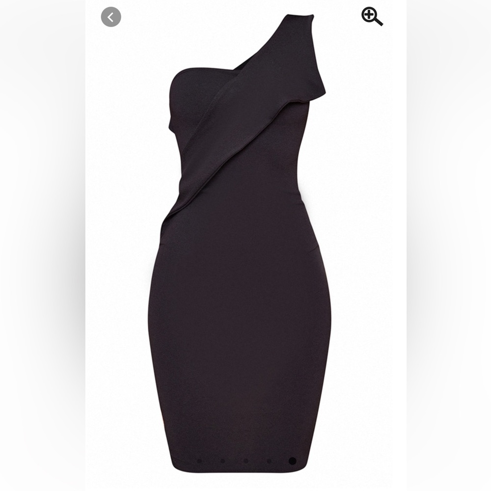 Pretty Little Thing One Shoulder Black Midi Dress